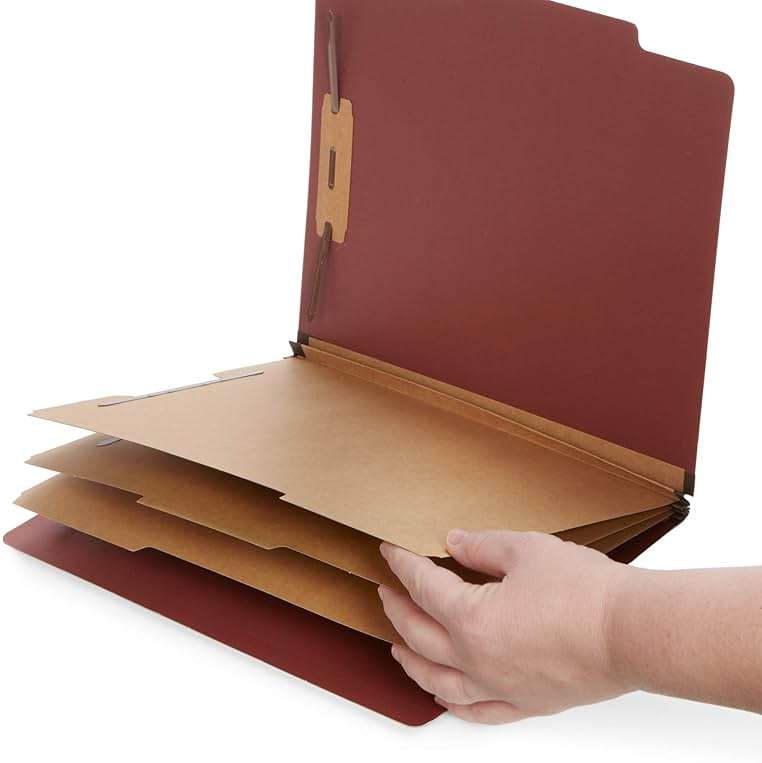 Blue Summit Supplies 10 Red Classification Folders, 3 Dividers, Letter Size with 2 Inch Expansions, 8 Section Brick Red Classification Folder, 10 Pack - Image 2