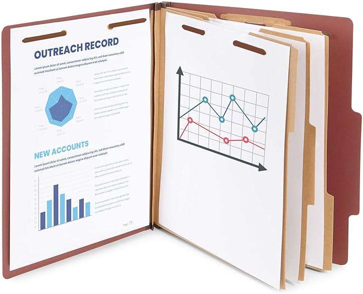 Blue Summit Supplies 10 Red Classification Folders, 3 Dividers, Letter Size with 2 Inch Expansions, 8 Section Brick Red Classification Folder, 10 Pack - Image 3