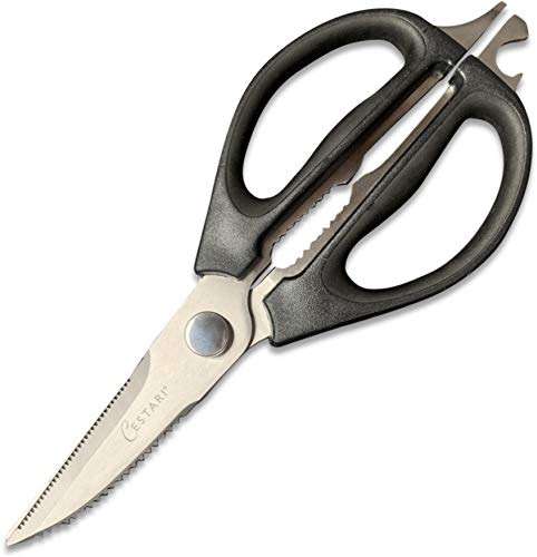 Kitchen Scissors: Heavy Duty Stainless Steel Utility Kitchen Shears for Poultry, Vegetables, Meat, Seafood, Herbs | Multi-Function Cooking Scissors with Large Black Soft Grip Handles by Cestari - Image 3