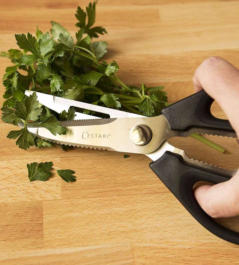Kitchen Scissors: Heavy Duty Stainless Steel Utility Kitchen Shears for Poultry, Vegetables, Meat, Seafood, Herbs | Multi-Function Cooking Scissors with Large Black Soft Grip Handles by Cestari - Image 5