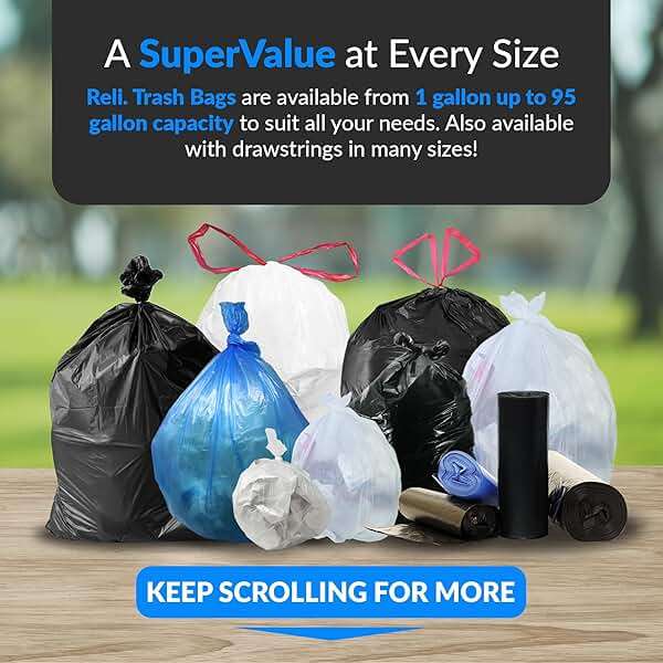 Reli. 95 Gallon Trash Bags Heavy Duty | 68 Trash Bags with Ties | Super Sizeable, Black, Serious Garbage Cleanup - Image 6