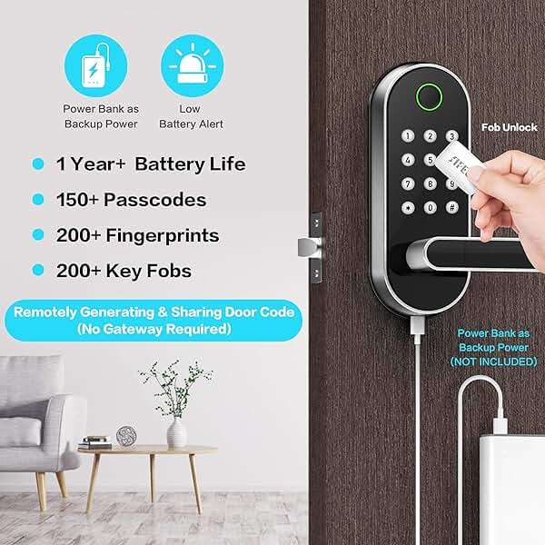 Fingerprint Smart Door Lock with Handle & Keypad – No More Lost Keys, Keyless Entry & Remote Access for Home, Kids, Airbnb & Rental Property, DIY Install, Alexa & Google Compatible - Image 3
