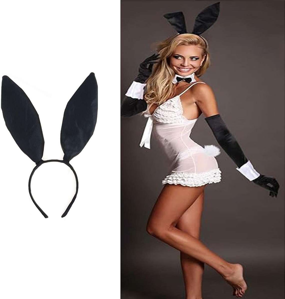 Soochat Bunny Ears Headband Cute Sexy Rabbit Ear Hair Band for Easter Halloween Christmas Party Cosplay Costume Accessory (Black) - Image 6