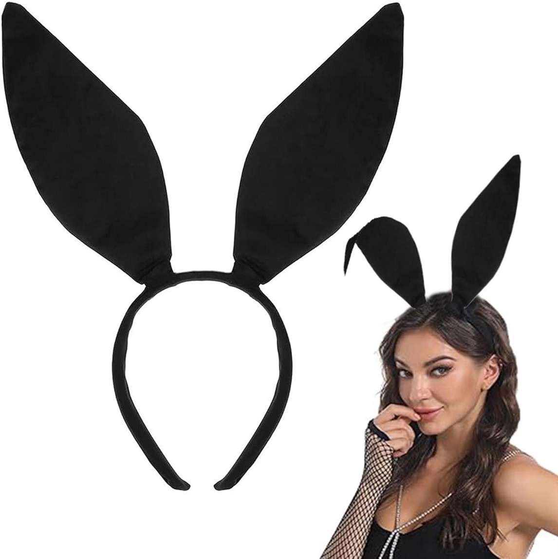 Soochat Bunny Ears Headband Cute Sexy Rabbit Ear Hair Band for Easter Halloween Christmas Party Cosplay Costume Accessory (Black) - Image 8