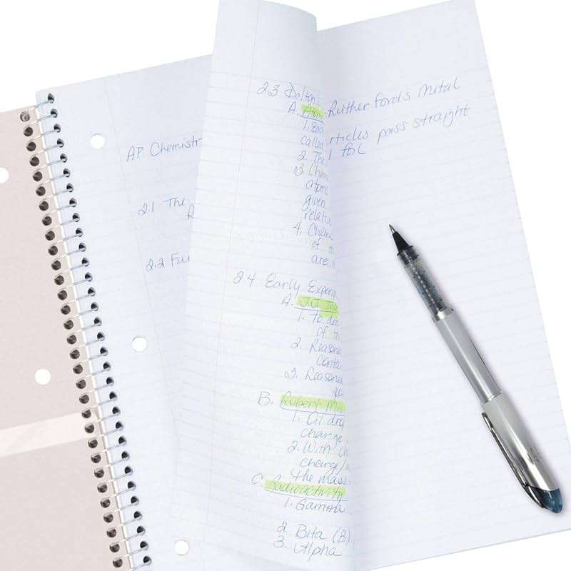 Five Star Spiral Notebook, 1 Subject, 100 Sheets, College Ruled, Graphics, Bitmap Black - Image 3