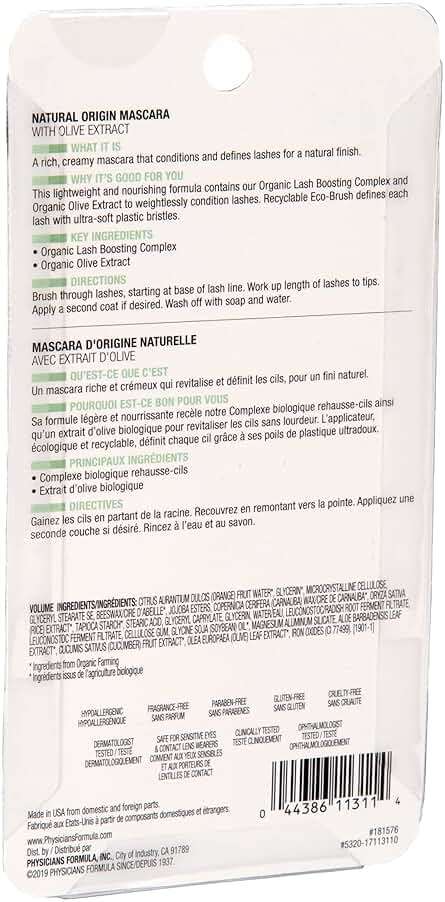 Physicians Formula Organic Wear Lash-Boosting All Natural Mascara, Lifts, Lengthens, For Sensitive Eyes, Dermatologist Tested - Natural Origin Black - Image 11