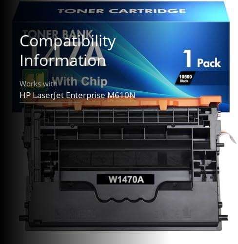 147A Black Toner Cartridge Compatible for HP 147A M612 Toner Cartridge W1470A 147X W1470X for HP LaserJet Enterprise M610n M611dn M611x M612dn M612x MFP M634h M635fht M635h M636fh Printer Ink (1-Pack) - Image 3