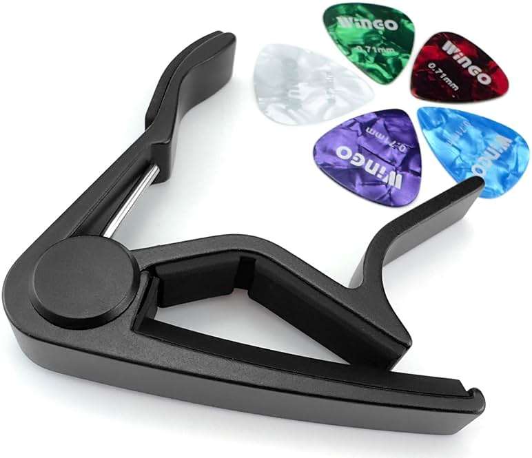 WINGO Guitar Capo for Acoustic and Electric Guitars with 5 Picks for Free, Black. - Image 4