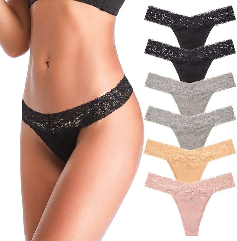 ANNYISON Women's Thongs, T Back Low Waist See Through Panties Cotton Seamless Lace Thongs for Women - Image 1