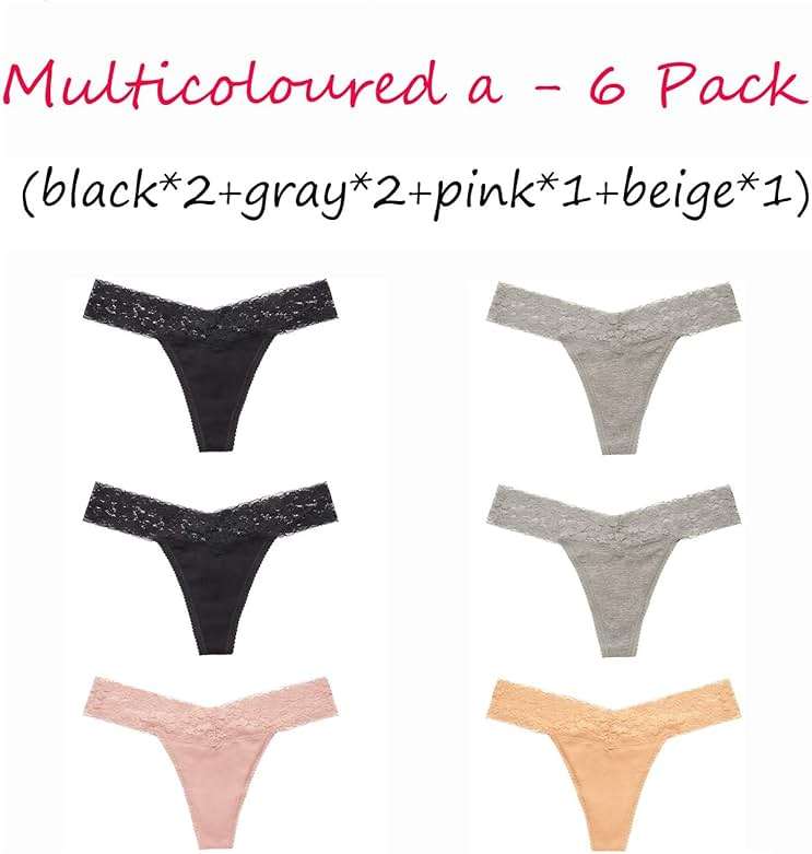 ANNYISON Women's Thongs, T Back Low Waist See Through Panties Cotton Seamless Lace Thongs for Women - Image 2