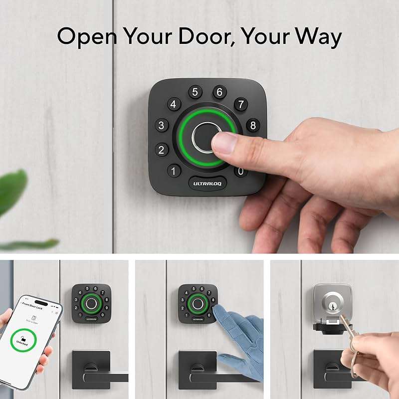 ULTRALOQ U-Bolt Pro Smart Lock, Keyless Entry Door Lock via Bluetooth, Smartphone, Fingerprint ID, Anti-peep Keypad, Auto Unlock, Smart Lock for Front Door, Smart Deadbolt Lock, IP65 Waterproof - Image 3
