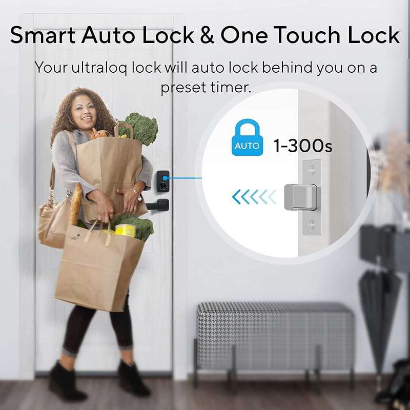 ULTRALOQ U-Bolt Pro Smart Lock, Keyless Entry Door Lock via Bluetooth, Smartphone, Fingerprint ID, Anti-peep Keypad, Auto Unlock, Smart Lock for Front Door, Smart Deadbolt Lock, IP65 Waterproof - Image 5