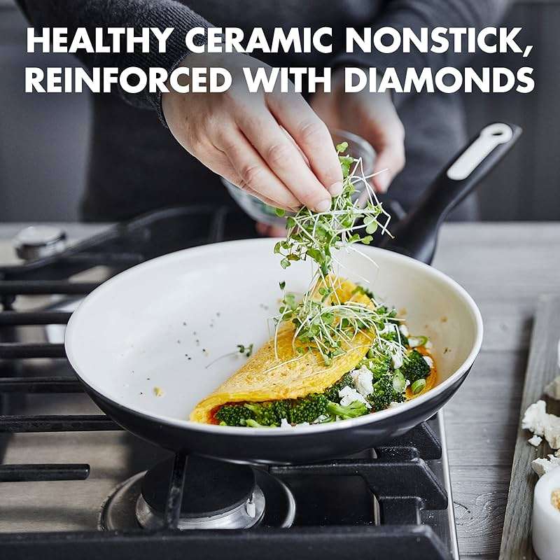 GreenPan Rio Healthy Ceramic Nonstick 10" Frying Pan Skillet, PFAS-Free, Dishwasher Safe, Black - Image 2