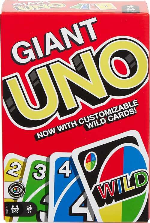 Mattel Games Giant UNO Card Game for Kid, Adult & Families, Color Blind Accessible & Customizable Large Deck - Image 2