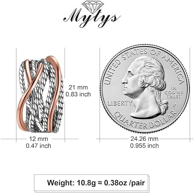 Mytys Two Tone Huggie Hoop Earrings Cross Over Design Twisted Rope Silver Gold Statement Wide Band Clip On Hoops for Women Fashion Jewelry Gift - Image 4