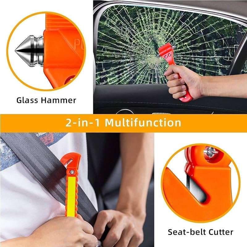 ZHSX Safety Hammer, 10 Pack Car Emergency Escape Tool Car Window Breaker and Seat Belt Cutter with Light Reflective Tape for Family Car Life Saving Survival Kit - Image 4