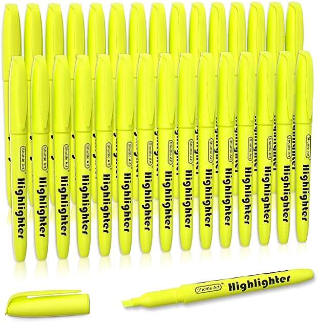 Shuttle Art Yellow Highlighters, 30 Pack Highlighters Bright Colors, Chisel Tip Dry-Quickly Non-Toxic Highlighter markers for Adults Students Highlighting in Home School Office - Image 1