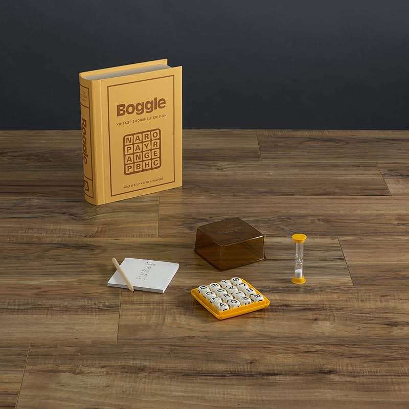WS Game Company Boggle Vintage Bookshelf Edition, Classic Word Games, Linen-Wrapped Book Box with Retro 1976 Design, Ages 8+ - Image 2