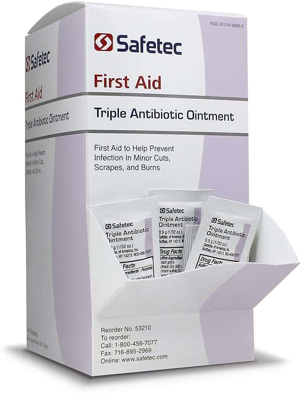 Safetec Triple Antibiotic .9 g. Pouch (144 Count Box) - First Aid Ointment for Minor Cuts, Scrapes and Burns (Pack of 4 Boxes) - Image 1