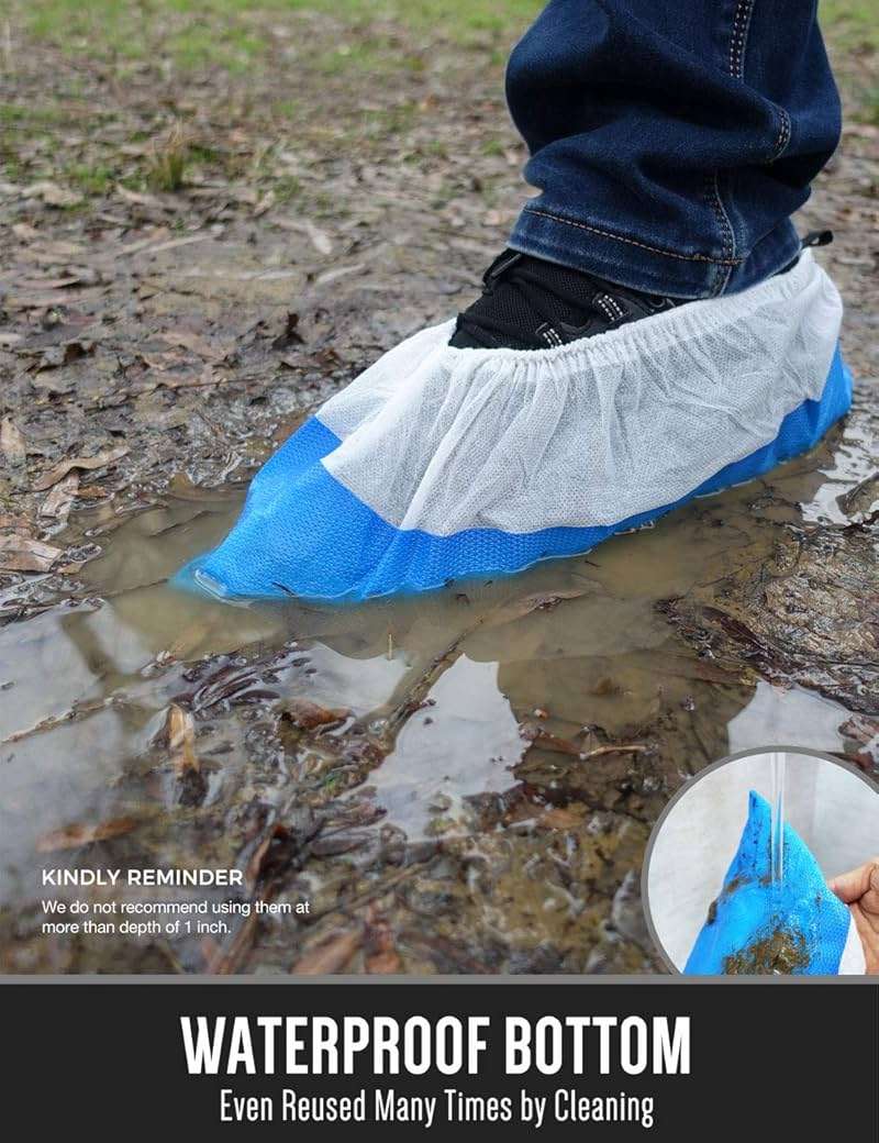 OhanaPro Premium Disposable Non Slip Boot & Shoe Covers - Pack of 50 - Waterproof Double Layer Bottom - Extra Thick, Durable, Recyclable - One Size Fits Most - Image 4