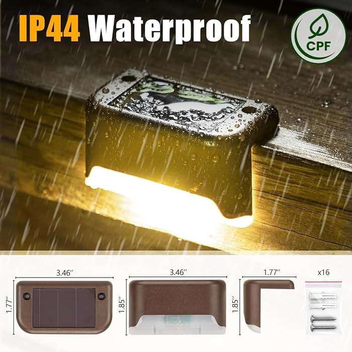 SOLPEX Solar Deck Lights Outdoor 16 Pack, Solar Step Lights Waterproof Led Solar lights for Outdoor Stairs, Step , Fence, Yard, Patio, and Pathway(Warm White) - Image 8