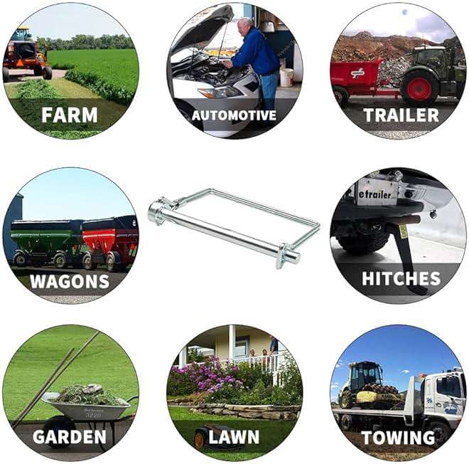 Comonc 15 PCS 1/4*4-1/2 Inch Trailer Hitch Pin Shaft Locking Pin Safety Coupler Pin 1/4 Hitch pin Wire Lock Pin 1/4" x 4-1/2" for PTO,Farm,Lawn,Hitches,and Garden - Image 6