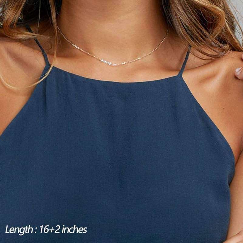 Turandoss Dainty Layered Choker Necklace, Handmade Y Pendant Necklace Multilayer Bar Disc Necklace Adjustable Layering Choker Necklaces for Women - Image 3