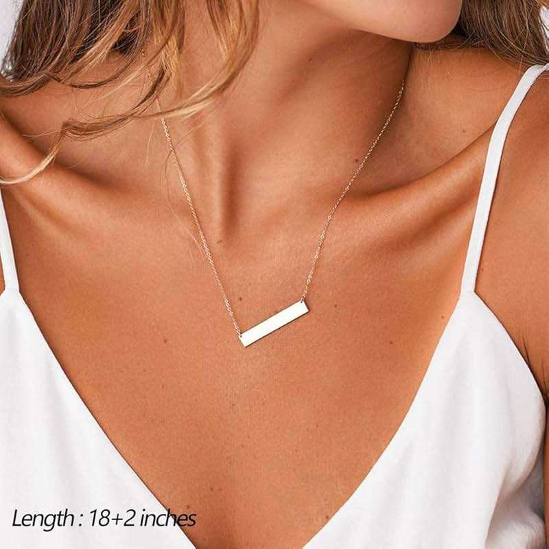 Turandoss Dainty Layered Choker Necklace, Handmade Y Pendant Necklace Multilayer Bar Disc Necklace Adjustable Layering Choker Necklaces for Women - Image 4