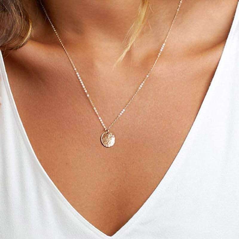 Turandoss Dainty Layered Choker Necklace, Handmade Y Pendant Necklace Multilayer Bar Disc Necklace Adjustable Layering Choker Necklaces for Women - Image 7