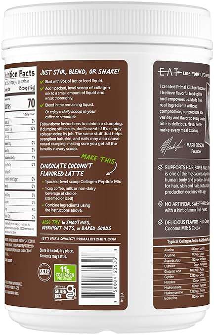Primal Kitchen Chocolate Collagen Fuel® Drink Mix, Chocolate Coconut Collagen Peptides, No Dairy or Artificial Sweeteners, 20 Ounces - Image 3