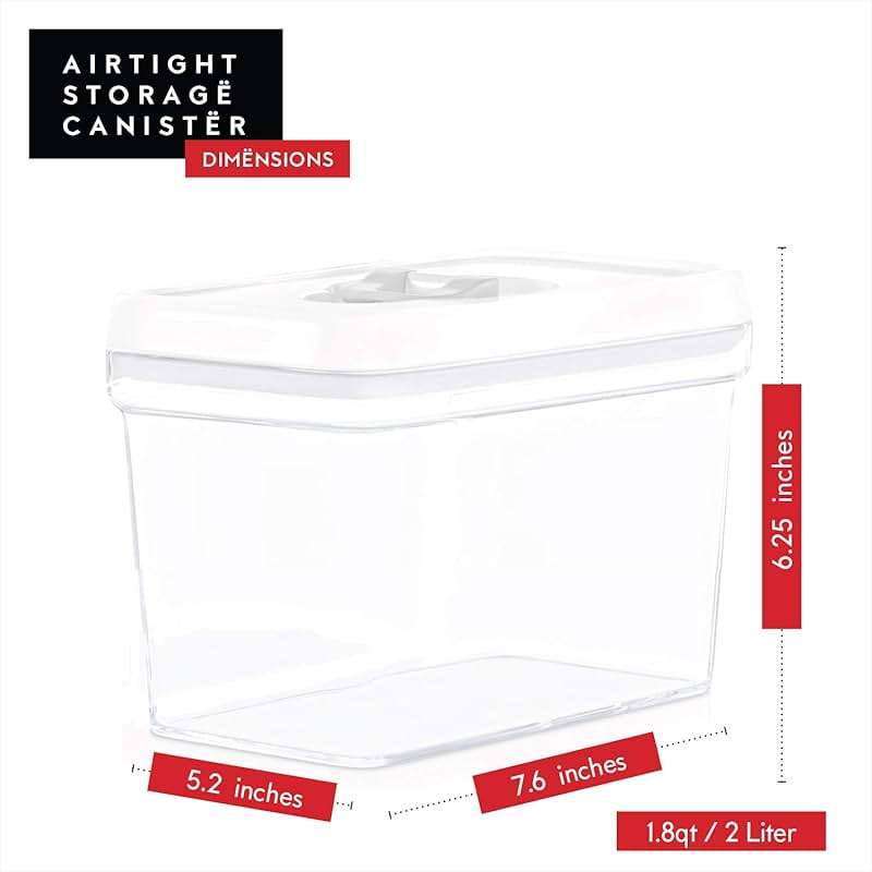 DWËLLZA KITCHEN Airtight Food Storage Containers with White Lids 2L - 4 Pc Clear Plastic Pantry Snacks Kitchen Container, Baking Supplies, 4LB Sugar & Flour Canister BPA-Free - Image 3