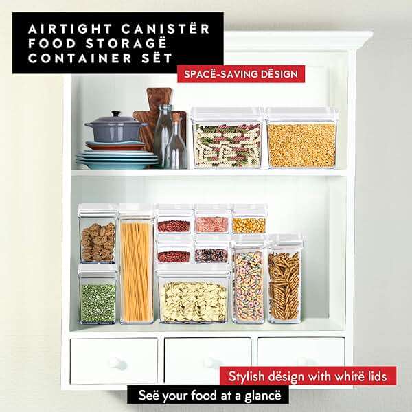 DWËLLZA KITCHEN Airtight Food Storage Containers with White Lids 2L - 4 Pc Clear Plastic Pantry Snacks Kitchen Container, Baking Supplies, 4LB Sugar & Flour Canister BPA-Free - Image 4