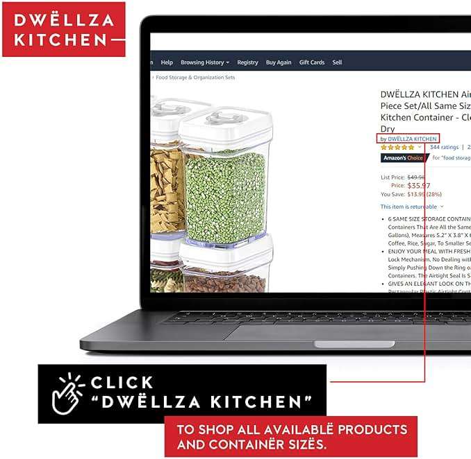 DWËLLZA KITCHEN Airtight Food Storage Containers with White Lids 2L - 4 Pc Clear Plastic Pantry Snacks Kitchen Container, Baking Supplies, 4LB Sugar & Flour Canister BPA-Free - Image 5