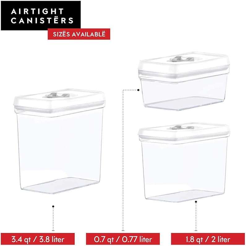 DWËLLZA KITCHEN Airtight Food Storage Containers with White Lids 2L - 4 Pc Clear Plastic Pantry Snacks Kitchen Container, Baking Supplies, 4LB Sugar & Flour Canister BPA-Free - Image 7