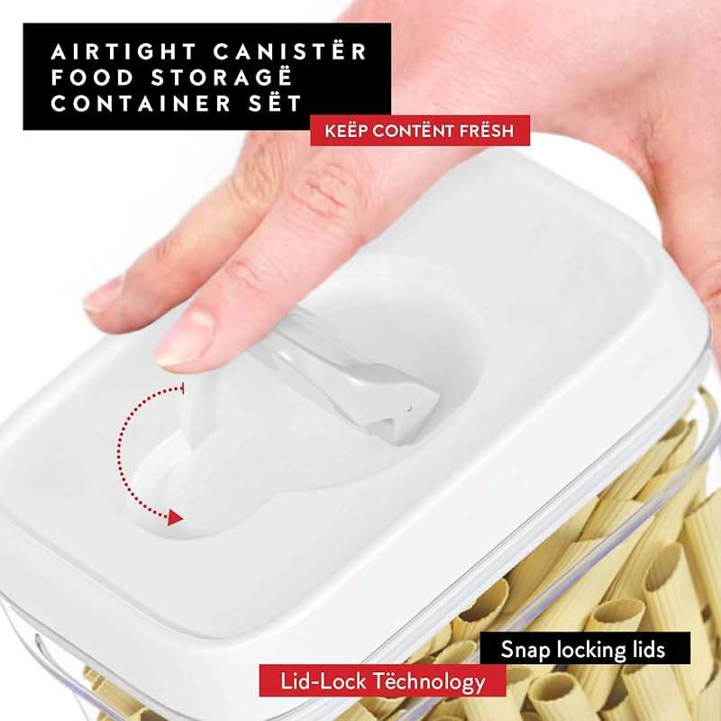 DWËLLZA KITCHEN Airtight Food Storage Containers with White Lids 2L - 4 Pc Clear Plastic Pantry Snacks Kitchen Container, Baking Supplies, 4LB Sugar & Flour Canister BPA-Free - Image 8