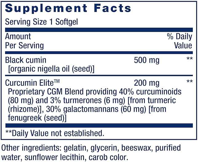 Life Extension Black Cumin Seed Oil and Curcumin Elite, Black Cumin, Turmeric Extract, Immune Health Support, high bioavailability, Whole-Body Health, Gluten Free, Non-GMO, 60 softgels - Image 3