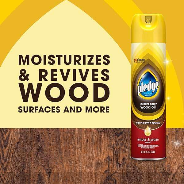 Pledge Moisturizing Wood Oil, Furniture Reviving & Protecting Conditioner and Dusting Spray, Revitalizes Wood, Sealed Leather & Laminate, Made with Mineral Oils - Amber & Argan Scent, 9.7oz, Pack of 3 - Image 4