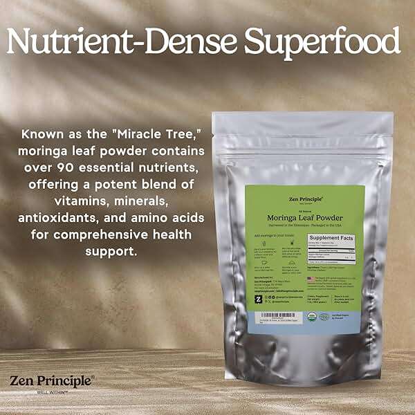 Zen Principle 2-Pack Premium Organic Moringa Oleifera Leaf Powder. USDA Certified Organic. - Image 3
