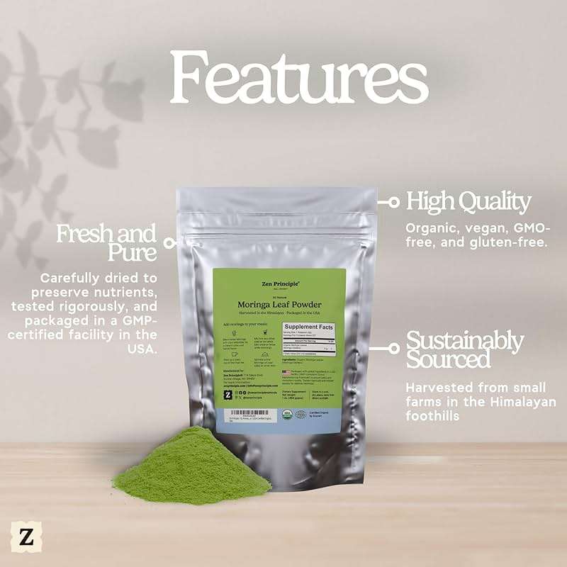 Zen Principle 2-Pack Premium Organic Moringa Oleifera Leaf Powder. USDA Certified Organic. - Image 5