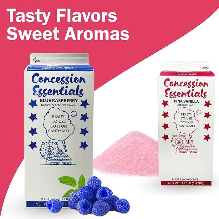 Concession Essentials - CE Floss Sugar -2pk Cotton Candy Floss Sugar 2 Pack (Pink Vanilla and Blue Raspberry) - Image 2