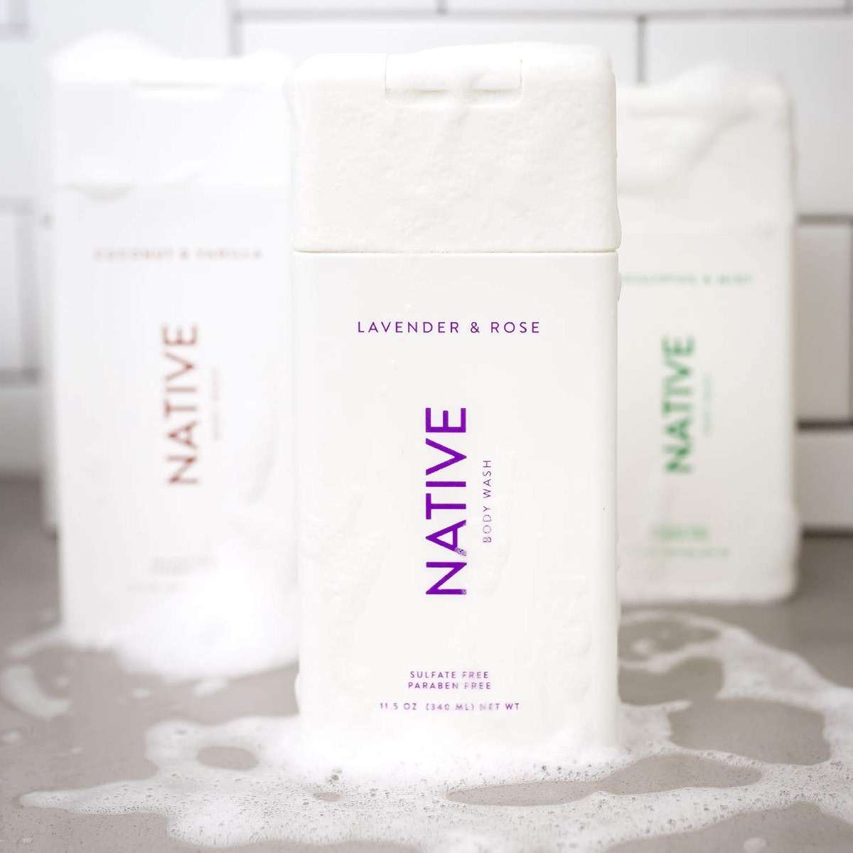 Native Body Wash 3 Pack - Natural Body Wash Women & Men - SLS & Paraben Free - Cucumber & Mint, Coconut & Vanilla, Lavender & Rose - Image 2