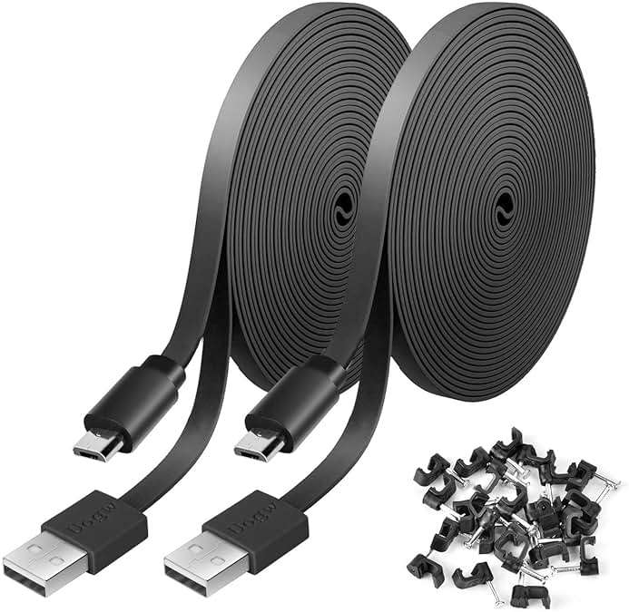 2 Pack 20FT Power Extension Cable for Wyze Cam v4,WyzeCam,Wyze Cam Pan,WYZE Cam OG,NestCam Indoor,Blink,Amazon Cloud Camera,USB to Micro USB Charging and Data Sync Cord (Not for Wyze Cam Pan v3) - Image 1