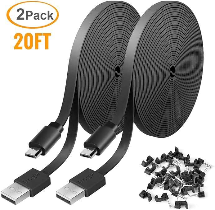 2 Pack 20FT Power Extension Cable for Wyze Cam v4,WyzeCam,Wyze Cam Pan,WYZE Cam OG,NestCam Indoor,Blink,Amazon Cloud Camera,USB to Micro USB Charging and Data Sync Cord (Not for Wyze Cam Pan v3) - Image 6