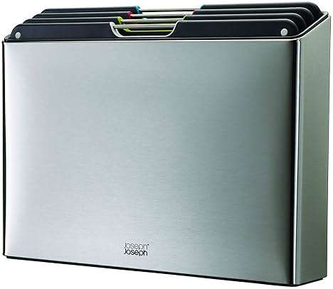 Joseph Joseph Folio 4-Piece Colour coded Cutting Board Set, Stainless Steel Slimline case for organized Kitchen storage, Silver - Image 1