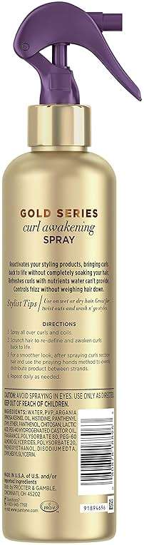 Pantene Gold Series Curl Awakening Spray, for Curly and Coily Hair, Infused with Argan Oil, 8.4 Fl Oz - Image 2