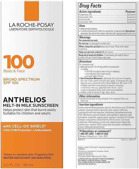 La Roche-Posay Anthelios Melt-In Milk Sunscreen SPF 100, Sunscreen For Body & Face, Broad Spectrum SPF + Antioxidants, Oil Free, For Sun Sensitive Skin, Oxybenzone Free - Image 7