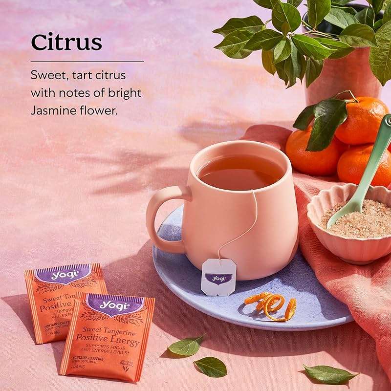 Yogi Sweet Tangerine Positive Energy Tea - 16 Tea Bags per Pack (4 Packs) - Organic Tangerine Energy Tea - Includes Black Tea Leaf, Yerba Mate Leaf, Ashwagandha Root & More - Image 4