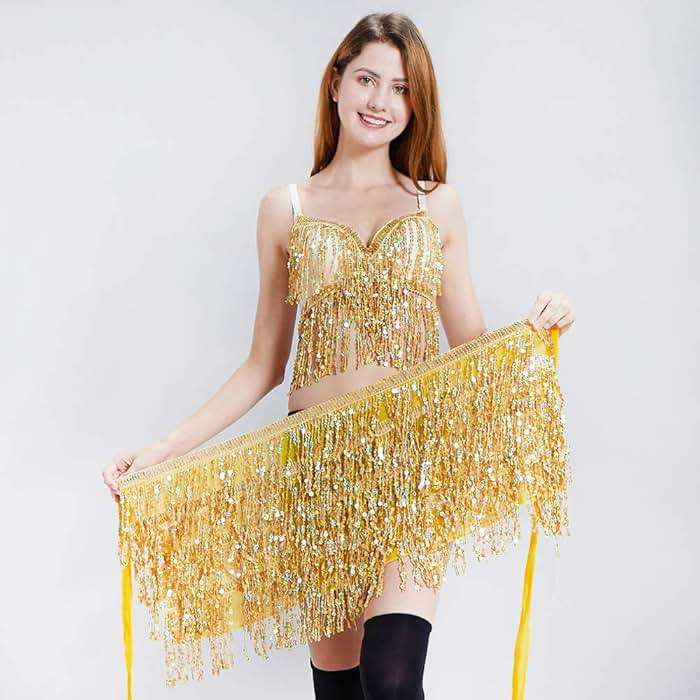 Women's Sequin Tassel Skirts Rave Fringe Hip Scarf for Festival - Image 3