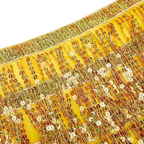 Women's Sequin Tassel Skirts Rave Fringe Hip Scarf for Festival - Image 8