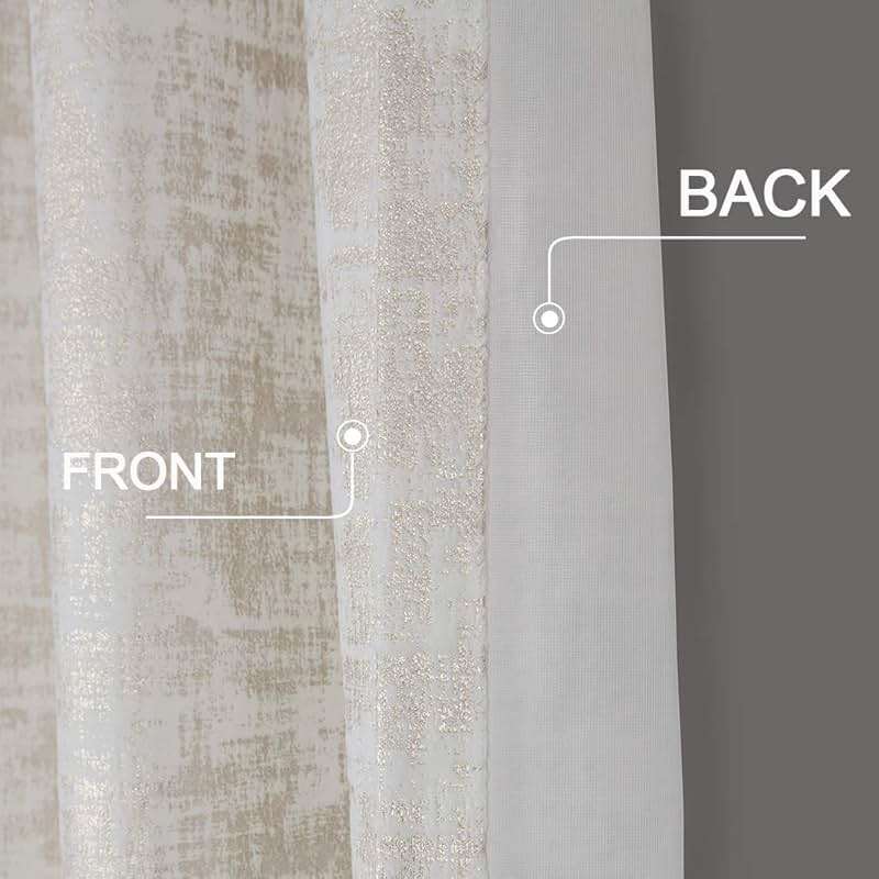 always4u White Soft Velvet Curtains 108 Inch Length Long Luxury Bedroom Curtains Gold Foil Print Window Treatments for Living Room Set of 2 - Image 3
